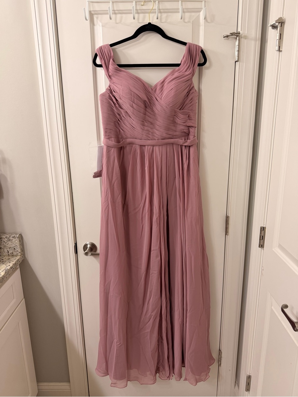 Azazie Dusty Rose Chiffon Pleated Bodice Gown
